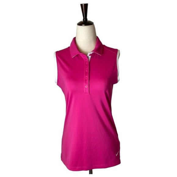 Nike Tops - Nike Golf Dri Fit Hot Pink Sleeveless Collared Polo Shirt Size S